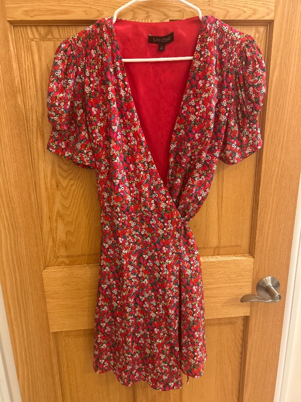 SALONI Lea wrap floral mini dress